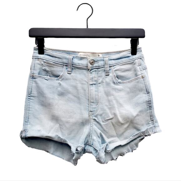 Abercrombie & Fitch High Rise Denim Shorts Light Wash Women's Size 2 Cut Offs - Picture 2 of 15